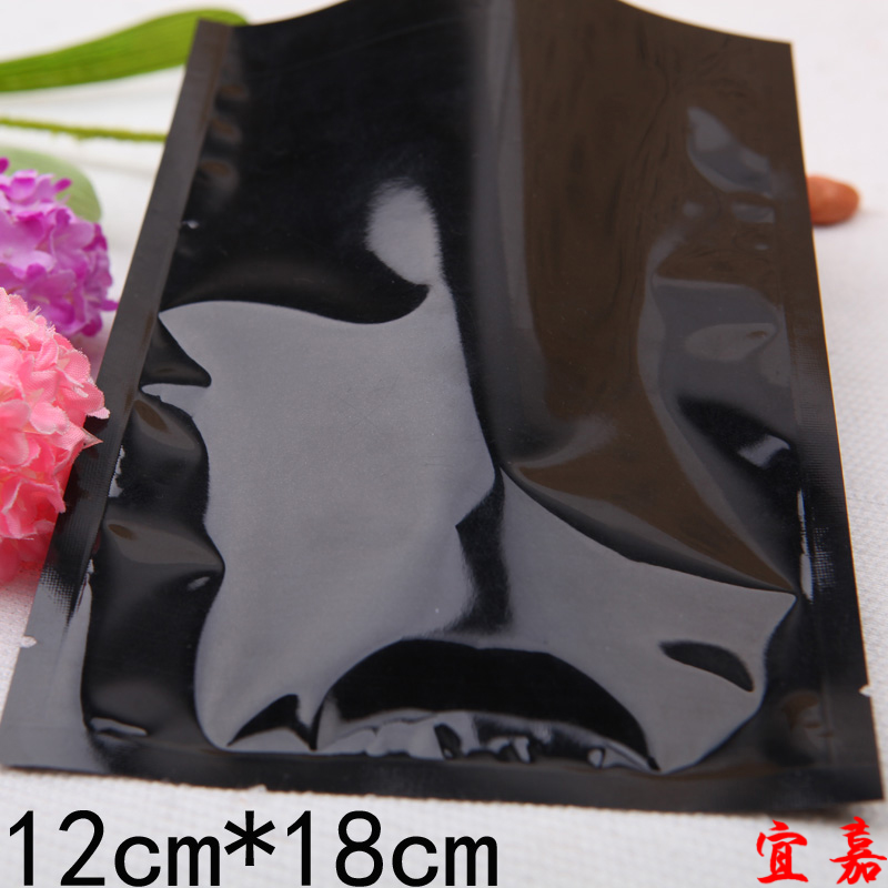 12cm*18cm黑色镀铝平口铝箔袋面膜药粉食品级复合真空包装袋1个价
