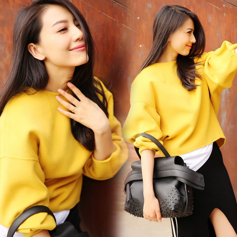韩国代购2015秋装新款高圆圆明星同款卫衣+包臀连衣裙三件套套装