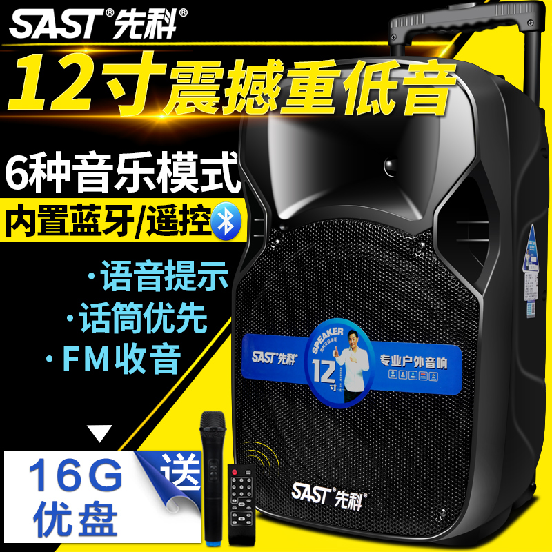 SAST/先科 D11 广场舞音响12寸户外大功率拉杆音响便携式蓝牙音箱