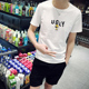 日韩时尚小清新青年夏装男士休闲卡通鸭子字母印花短袖t恤半袖tee