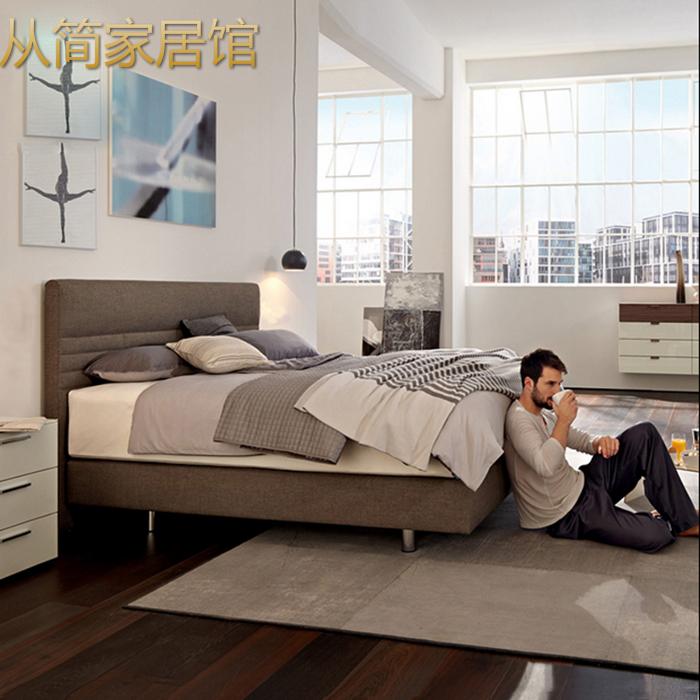 布床 现简约代布艺床美式床1.8双人床小户型可拆洗大床北欧储物