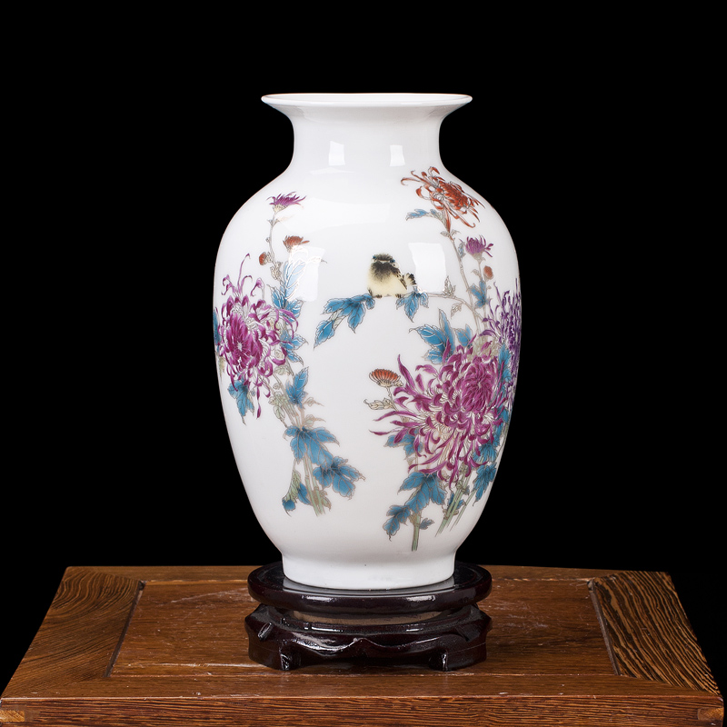 景德镇陶瓷 器花瓶 现代时尚家饰雪景摆件 插花器家居客厅装饰品