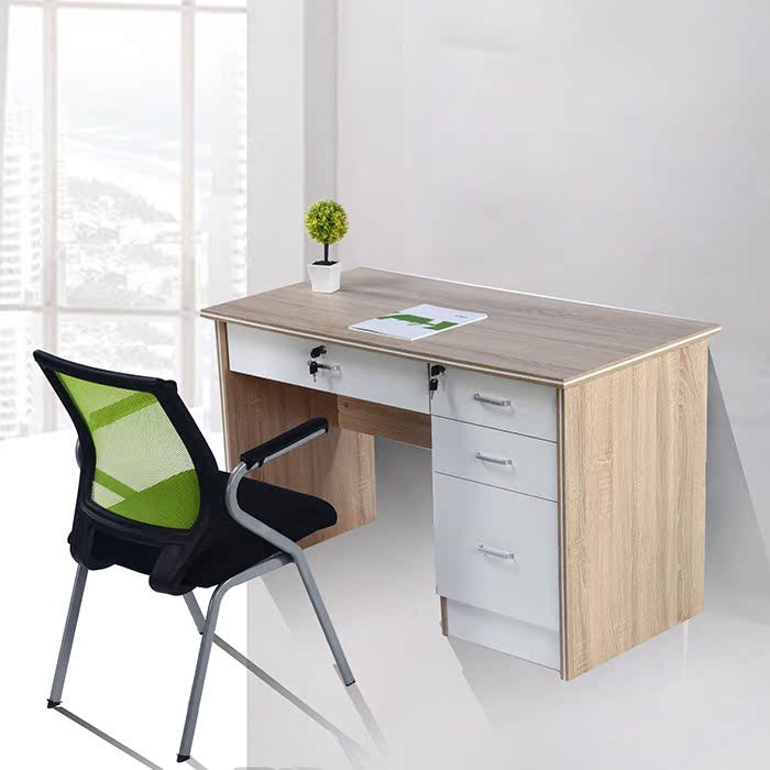 厦门办公家具板式电脑桌办公桌条形办公桌三连锁抽屉办公桌单人桌