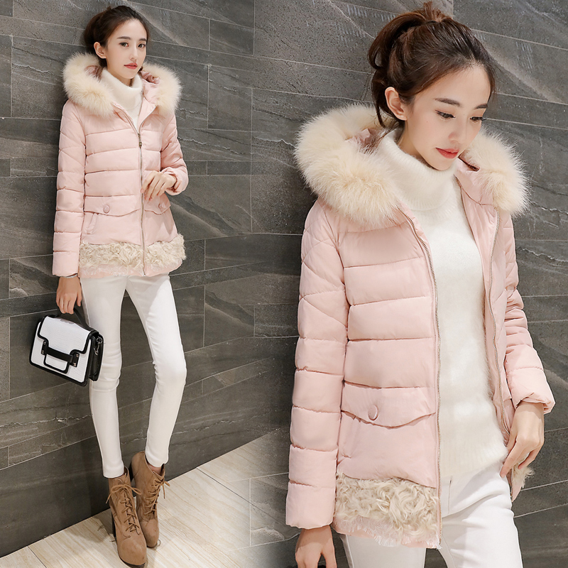 棉衣2015年冬季新品修身气质大毛领女装韩版中长款时尚连帽外套潮
