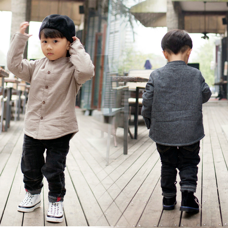 男童宝宝加绒衬衫2015冬装韩版童装中小童儿童加厚立领衬衣长袖潮