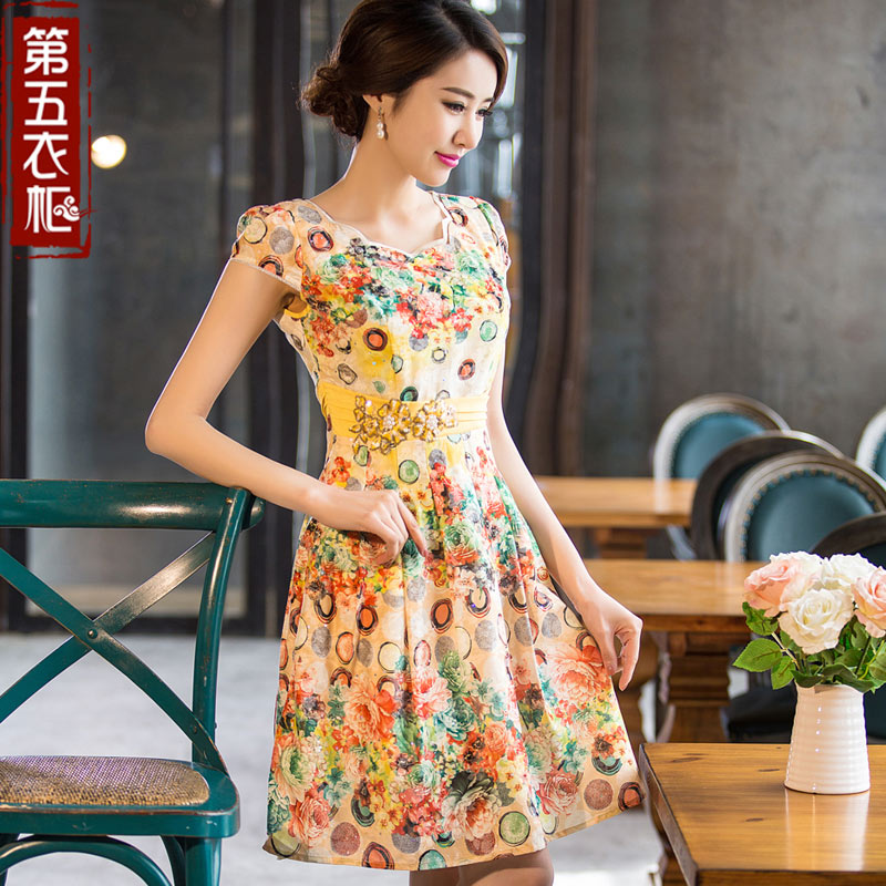 复古连衣裙2015夏装30-40-50岁 中式民族风刺绣时尚日常中长裙子