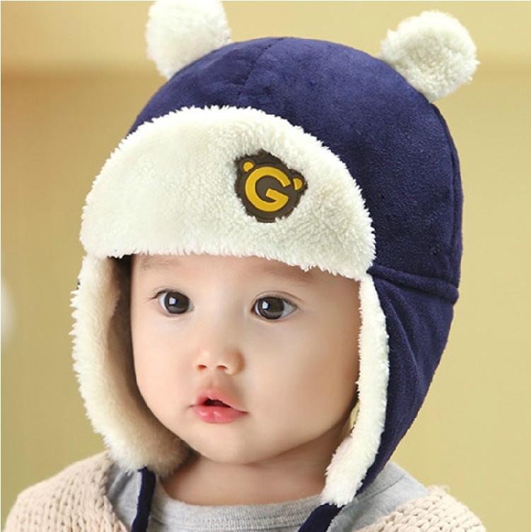 宝宝帽子秋冬款加厚毛绒帽婴儿男童帽子毛线帽雷锋护耳冬款套头帽