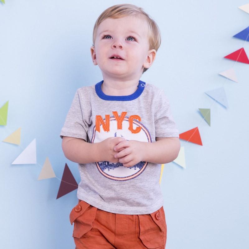 戴维贝拉2015夏季男童装全棉绣字母卡通图案男宝宝短袖T恤1-3-5岁