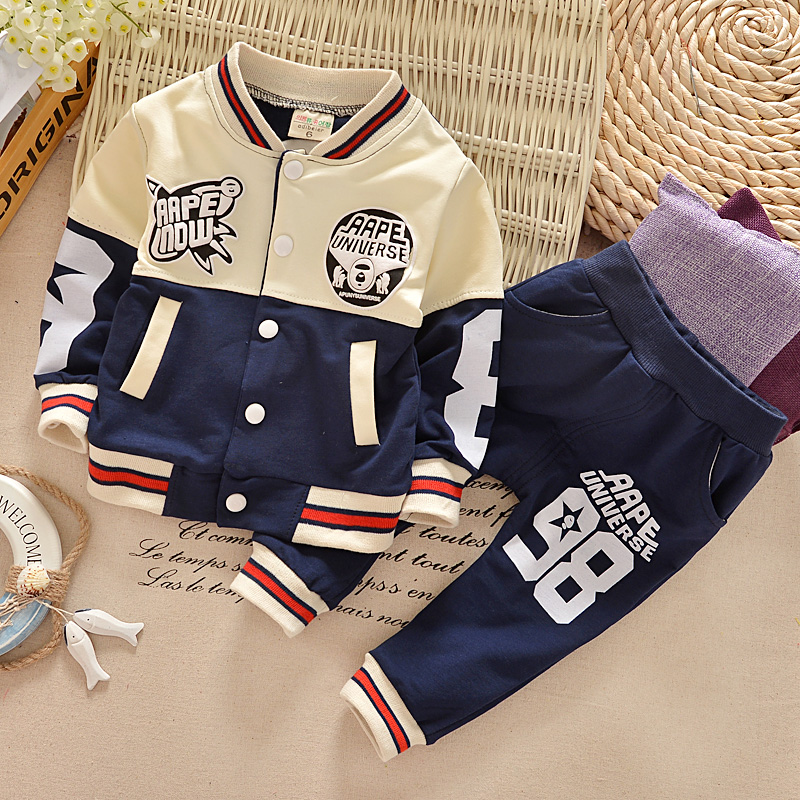 儿童运动套装2015春秋款童装潮男童纯棉两件套婴儿外套宝宝棒球服