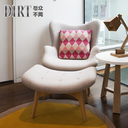 创意设计休闲椅实木布艺接待办公椅子简约时尚靠背 躺椅