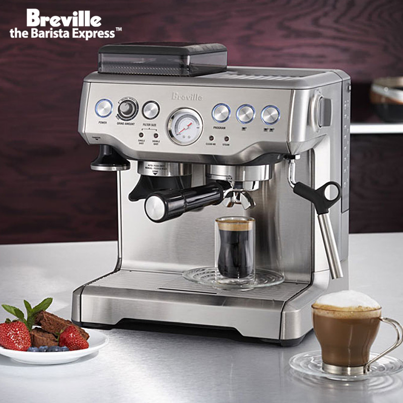 Breville铂富意式咖啡机 单头半自动咖啡机带磨豆打奶功能BES870