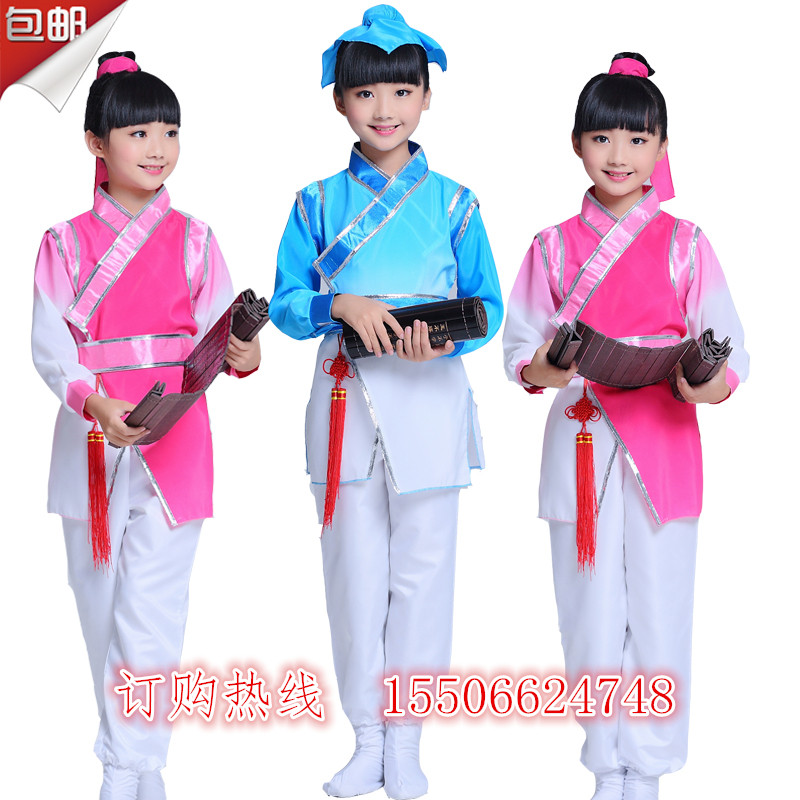 儿童古装幼儿书童汉服三字经舞蹈男女童演出服弟子规国学表演服装
