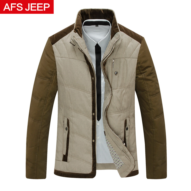 Afs Jeep/战地吉普男士羽绒服加厚宽松外套中年男商务休闲羽绒服