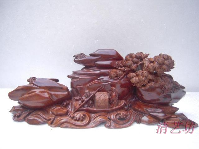 厂家直销 海南黄花梨工艺品 红木雕刻摆件 赤壁游 手工木雕