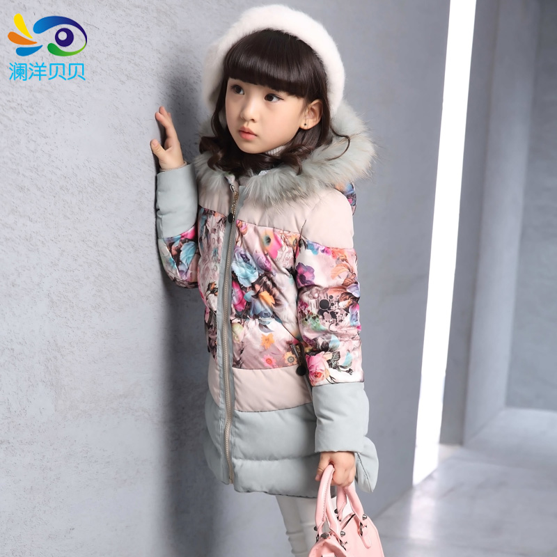 中长款女童棉服2015新款冬装童装中大童棉衣加厚保暖韩版儿童外套