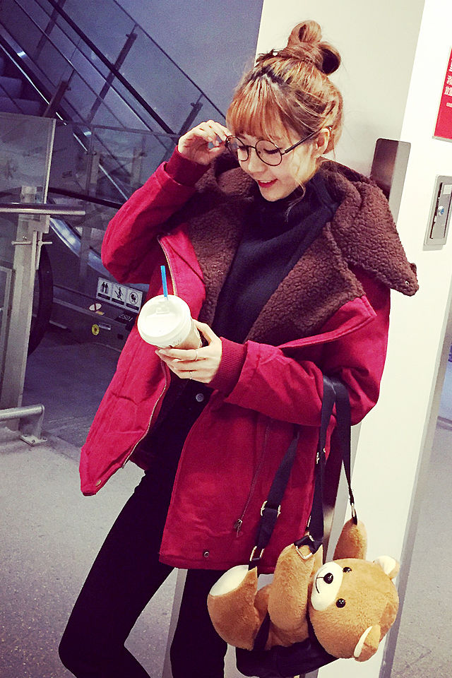 2015冬装新款韩版保暖棉服女bf原宿风羊羔毛加厚工装棉衣学生外套