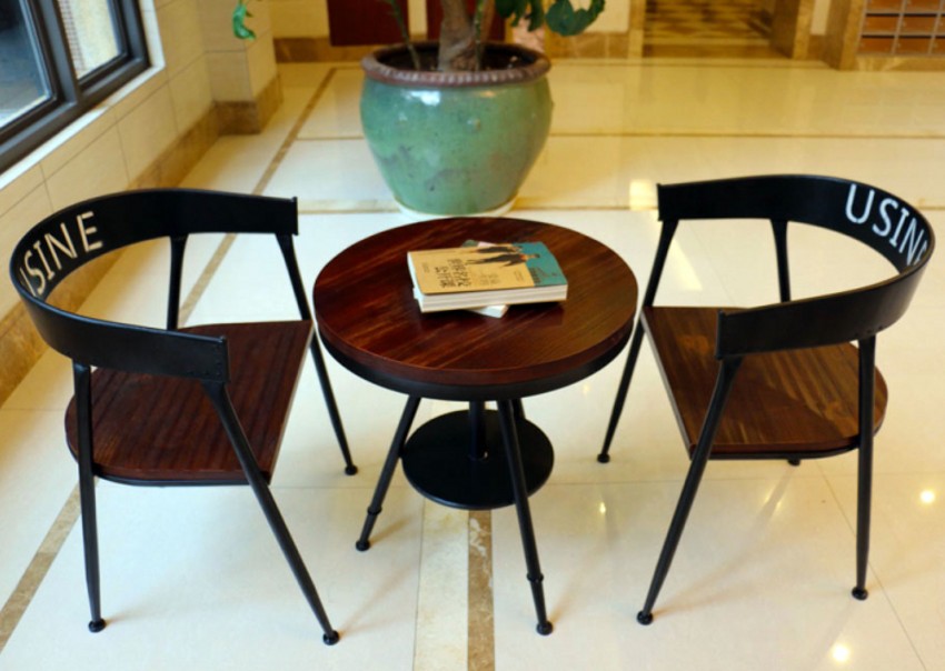 美式loft复古铁艺餐椅咖啡桌椅办公椅实木茶几阳台户外休闲桌椅