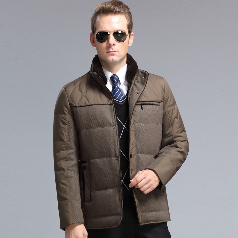 品牌 2014冬装新款中年男士轻薄羽绒服立领短款修身男装外套