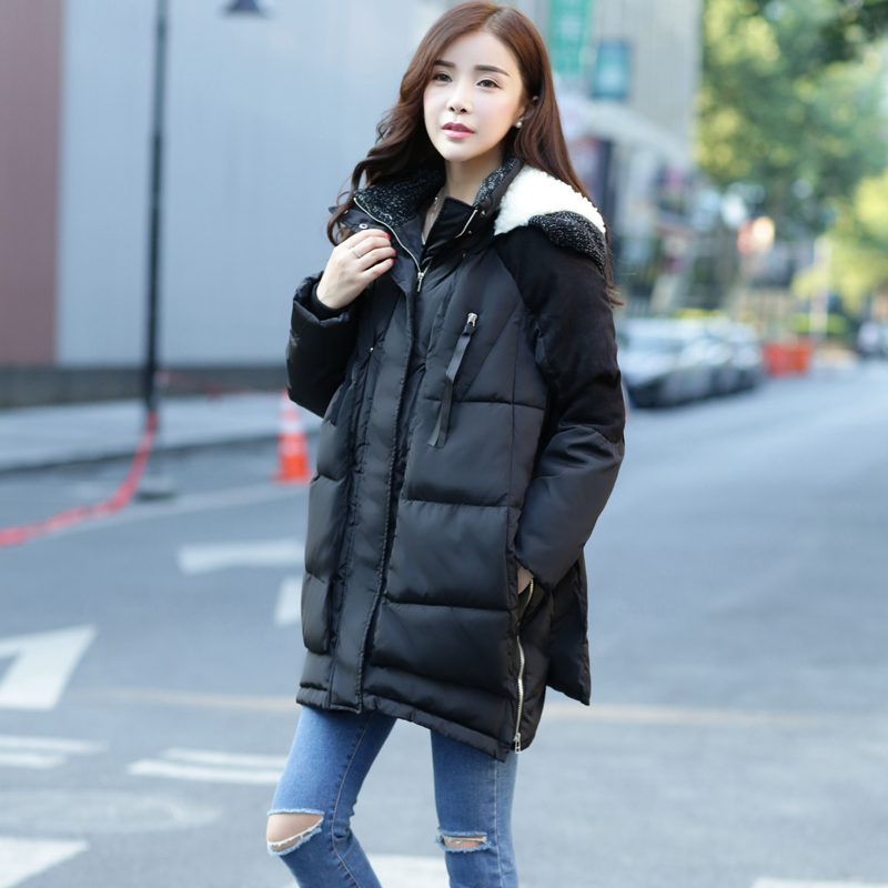 2015新款韩版羽绒棉服女军工棉衣中长款加厚连帽大码外套保暖大衣