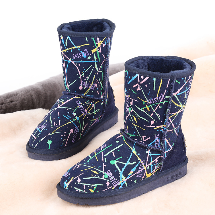 冬季新品中筒定制牛皮周年庆典款雪地靴5825保暖女棉靴