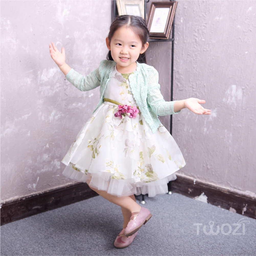 TWOZI 韩国品牌新款女童连衣裙欧根纱裙子儿童蓬蓬纱公主裙背心裙