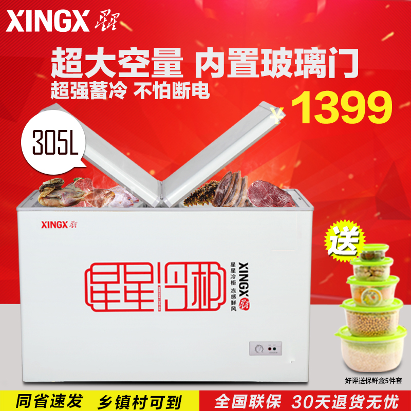 XINGX/星星 BD/BC-305EH卧式大冰柜商用家用节能保鲜冷藏冷冻冷柜