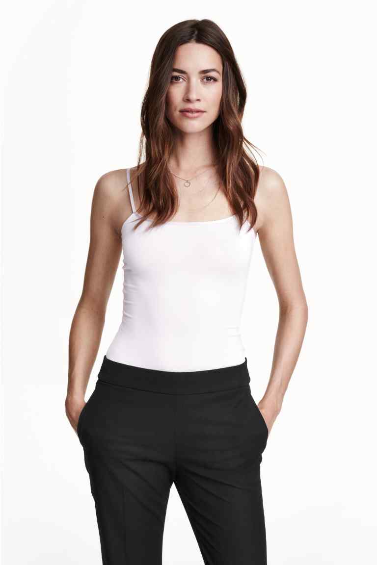 H＆M HM专柜正品代购2015款女式垂褶款吊带上衣修身素人风
