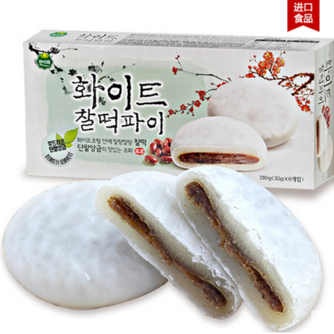 韩国进口韩美禾糯米白巧克力红豆打糕派糕点心早餐代餐零食品210g