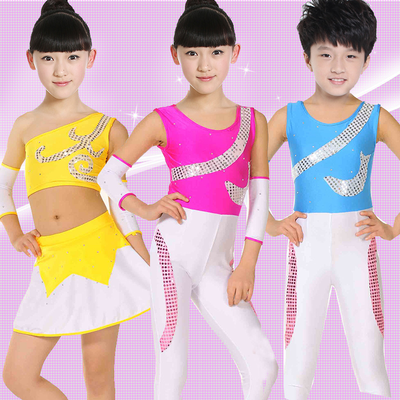 新款六一儿童演出服女童体操服健美操幼儿舞蹈服装儿童表演服男童
