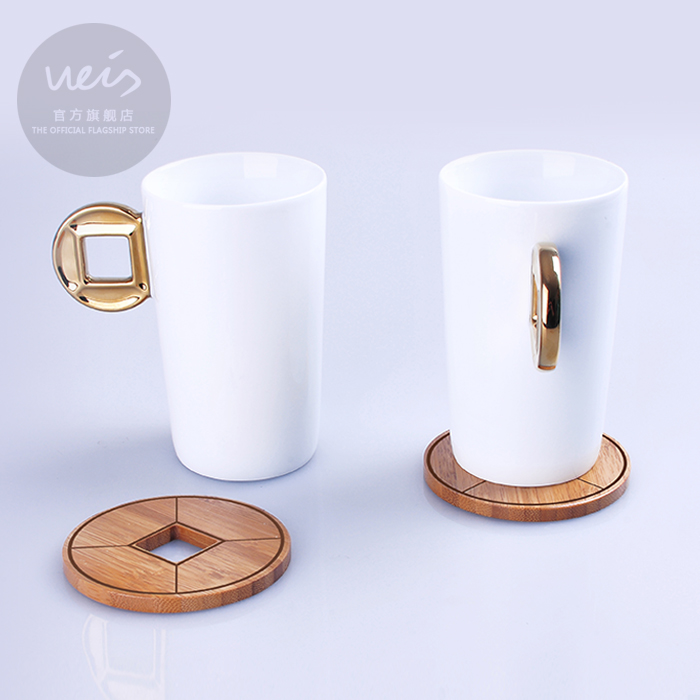 WEIS 薪水杯（送杯垫） 情侣杯 马克杯创意陶瓷杯 商务礼品杯垫