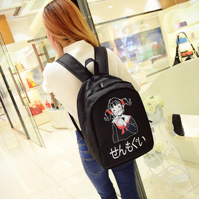 韩国ulzzang日系原宿 日文学生印花个性口罩 女孩双肩包背包书包