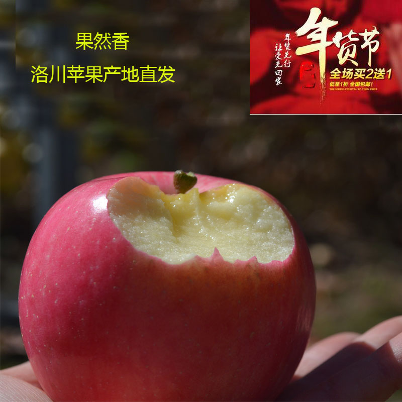 【果然香】洛川红红富士苹果水果70mm30枚包邮非烟台栖霞苹果