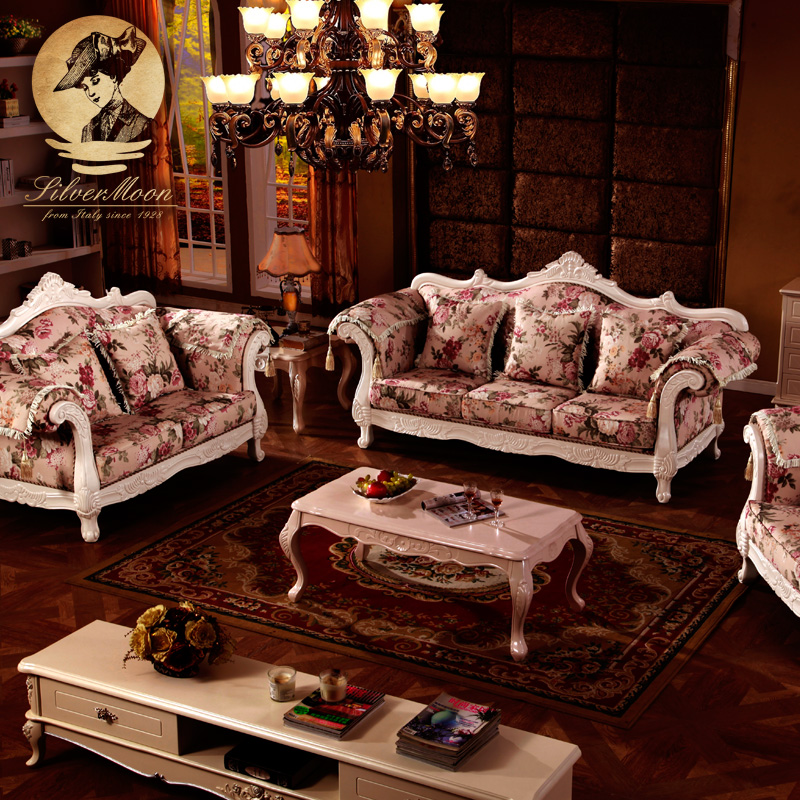 银月亮 欧式沙发 美式古典布艺沙发 高档别墅客厅沙发 法式布沙发
