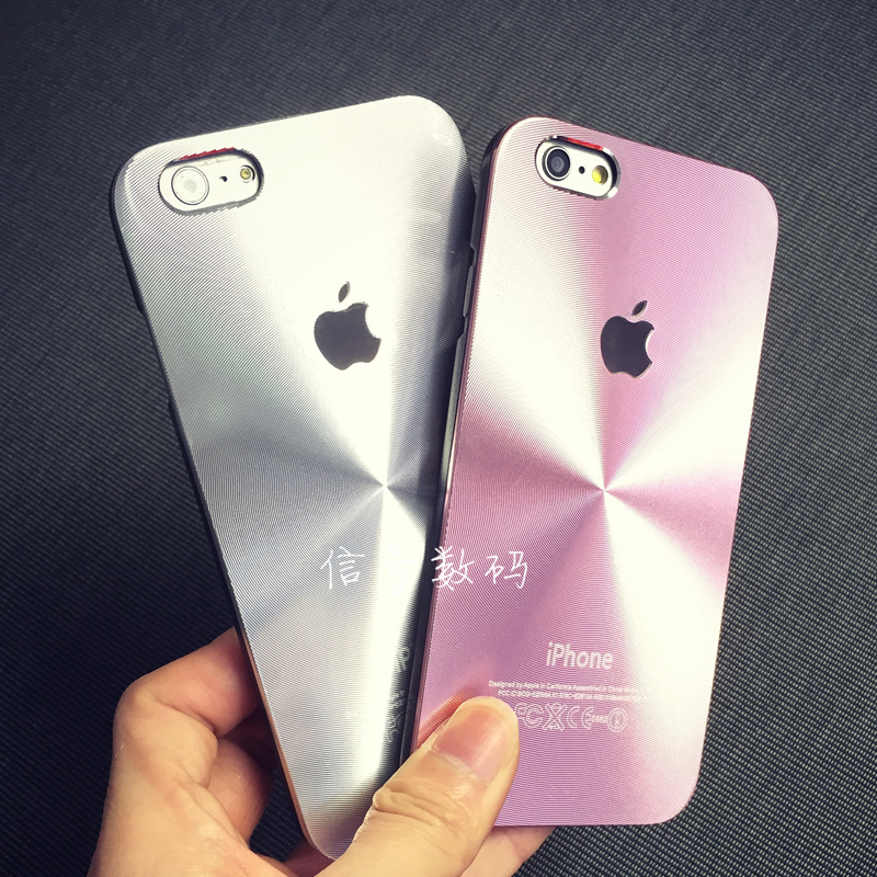 韩国镭射粉色iphone6拉丝CD纹金属手机壳苹果6plus硬壳旋螺纹5s壳