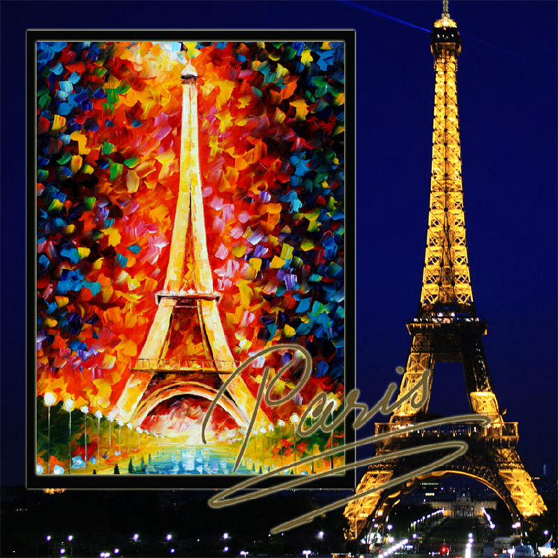 【易秀】钻石画新款方钻满钻客厅巴黎铁塔  十字绣风景系列钻石秀