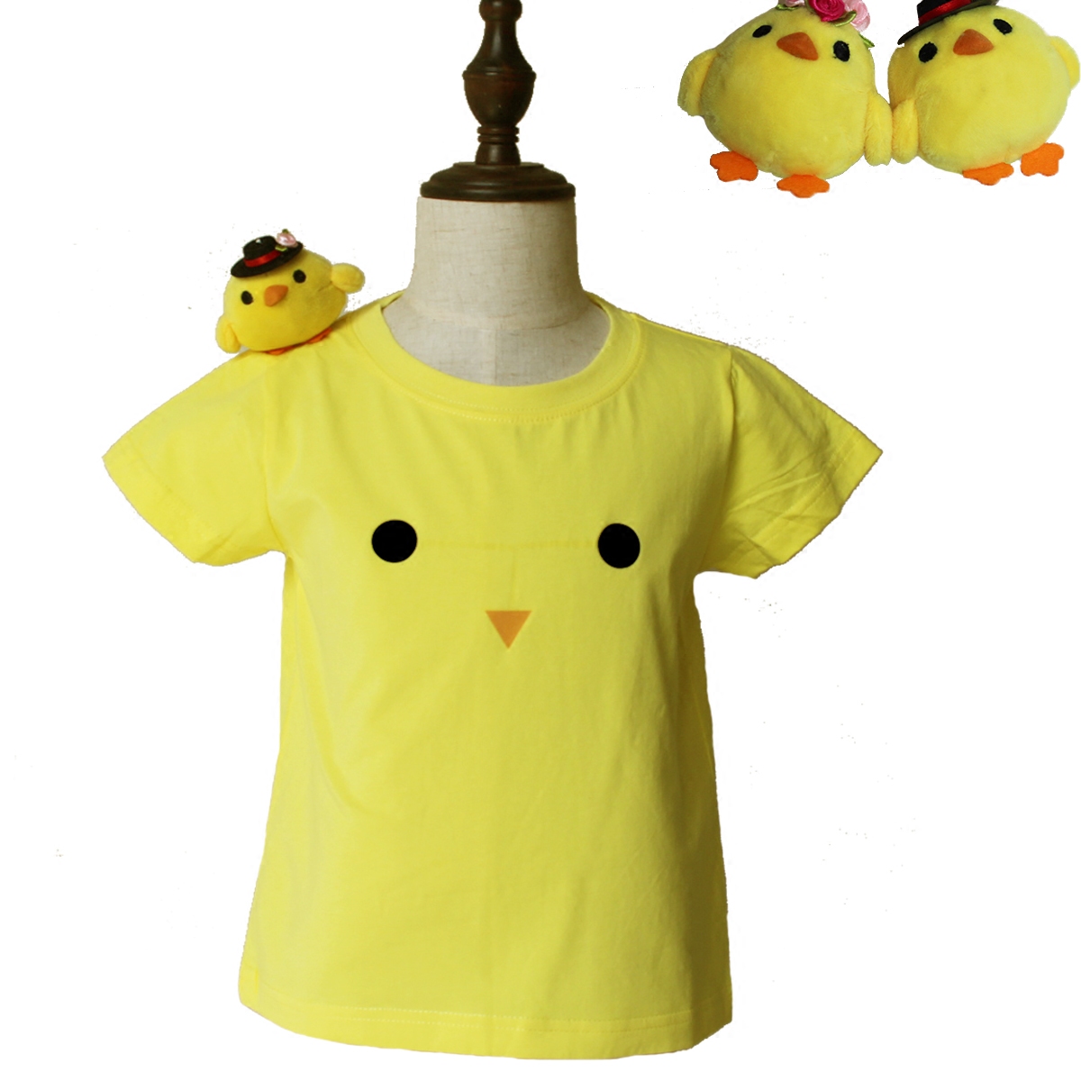 趣味小黄鸭T恤男童女童黄色上衣好玩莱卡棉2017夏装新款卡哇伊t