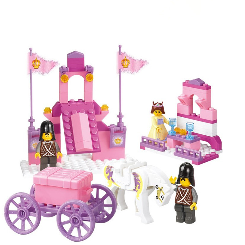 小鲁班场景积木公主出游系列之皇家马车儿童益智拼插玩具女孩礼物