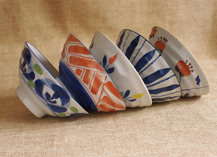 日系和风米饭碗 饭碗 汤碗 碗  日本碗 日式碗 小脚腕 手绘创意碗