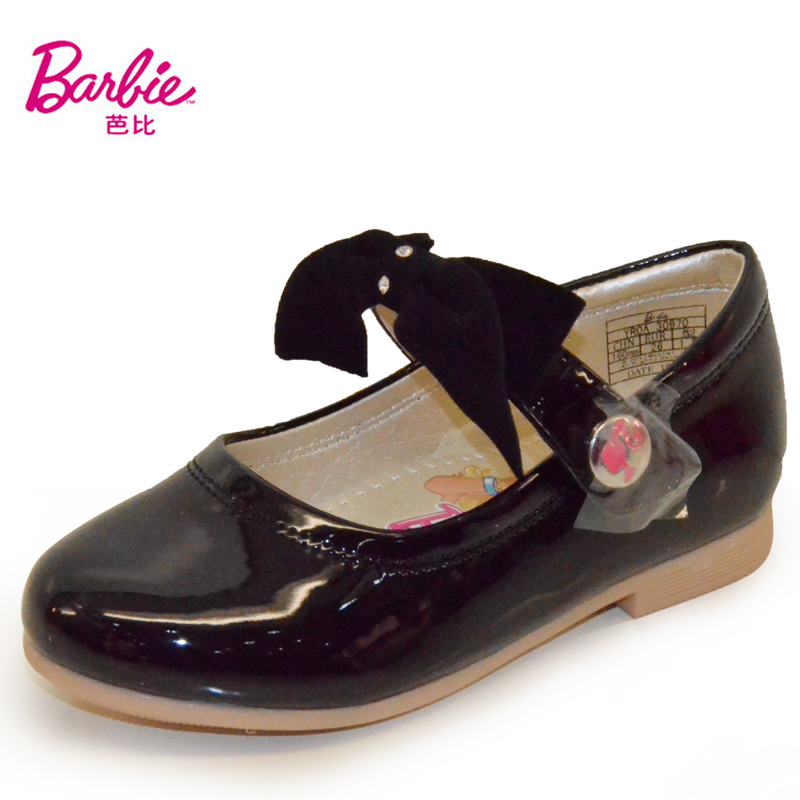 芭比童鞋正品秋新款女童皮鞋中小童简洁软面皮时装单鞋礼鞋30970