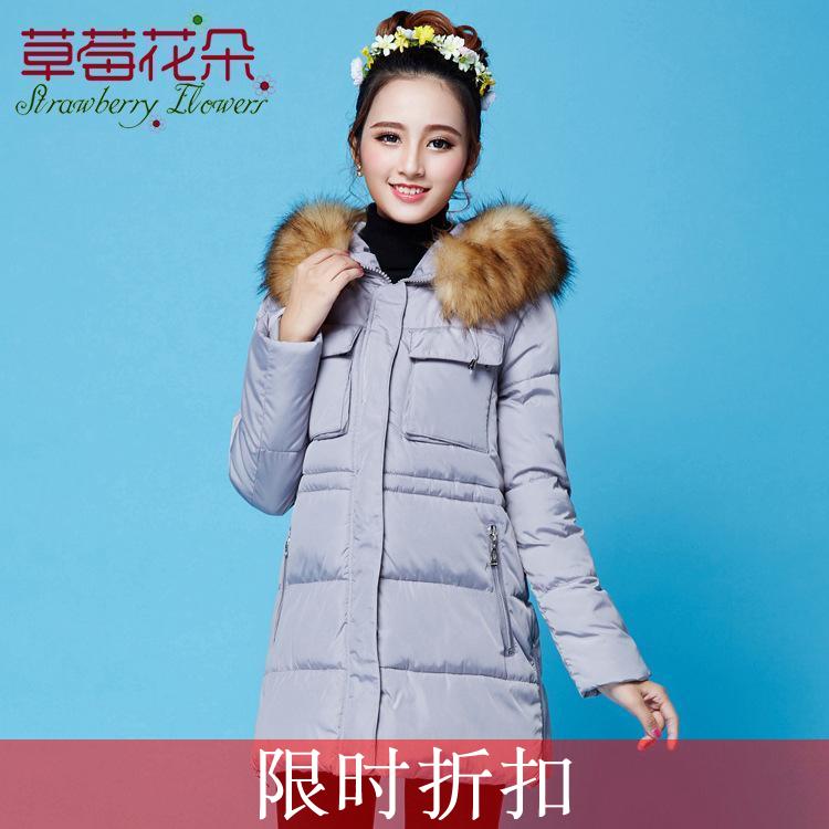 2015冬季新款韩版羽绒棉服女加厚中长款大毛领貉子修身大码外套