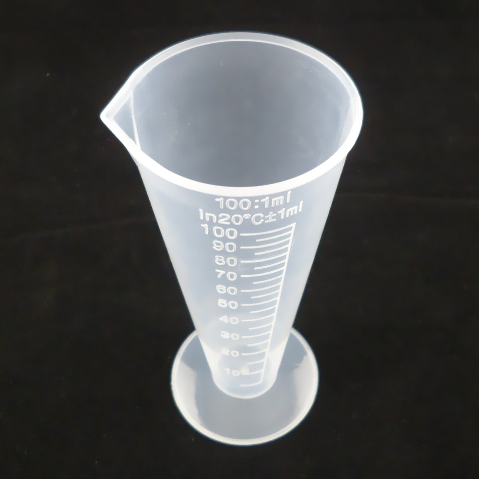 烘焙工具:优质加厚塑料带刻度三角锥形量杯液体测量仪器100ml毫升