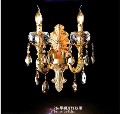 晶莹欧式水晶壁灯法式款式灯锌合金壁灯客厅过道蜡烛壁灯卧室灯