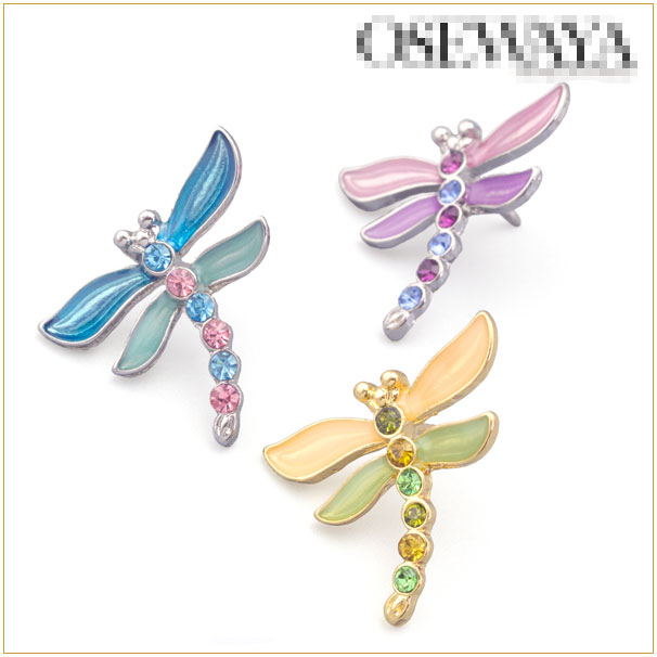 16年新款日本订单手绘彩色蜻蜓闪亮水晶胸针领针