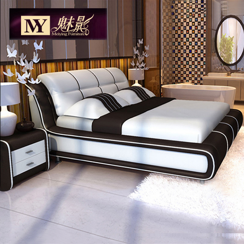 魅影 皮床真皮床 双人床1.8米卧室婚床现代简约时尚小户型软体床