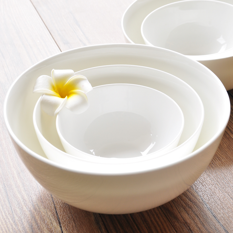 骨瓷碗米饭碗面碗家用汤碗陶瓷简约大小碗纯白色创意瓷碗餐具套装