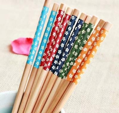 环保天然五色小碎花，创意日式樱花筷子