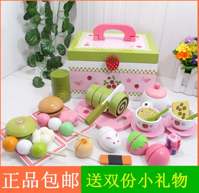 Mother Garden草莓和风下午茶 绿色糕点切切看 过家家木制玩具
