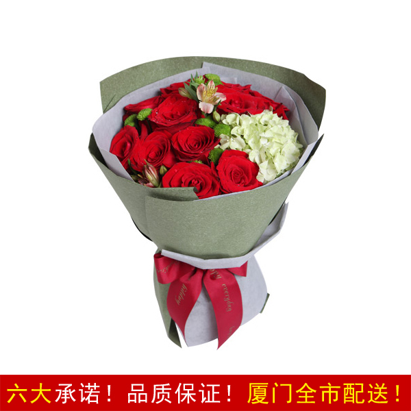 厦门鲜花同城速递520情人节送女友特惠11朵19朵红玫瑰花束