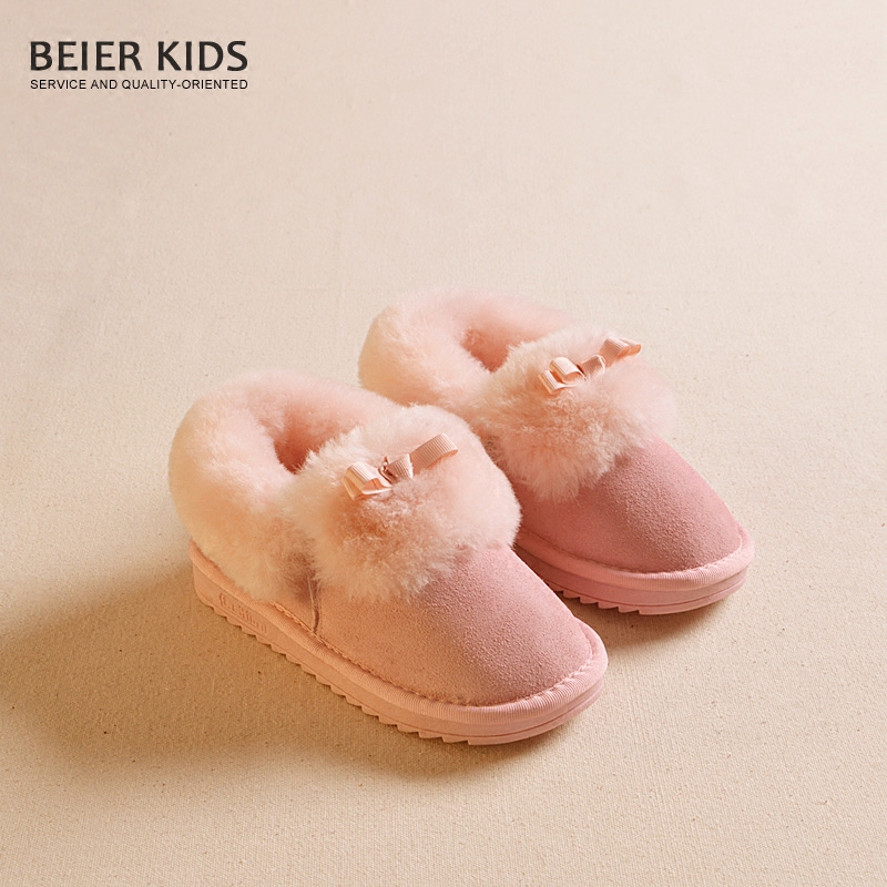 童鞋2015冬季新款韩版儿童真皮雪地靴男女童加厚牛皮大棉鞋短靴