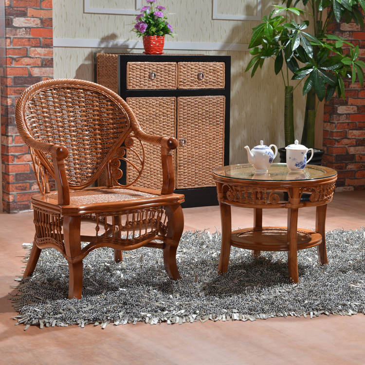 藤椅子茶几三件套 藤椅 茶几 组合厂家特价 天然印尼藤实木椅子